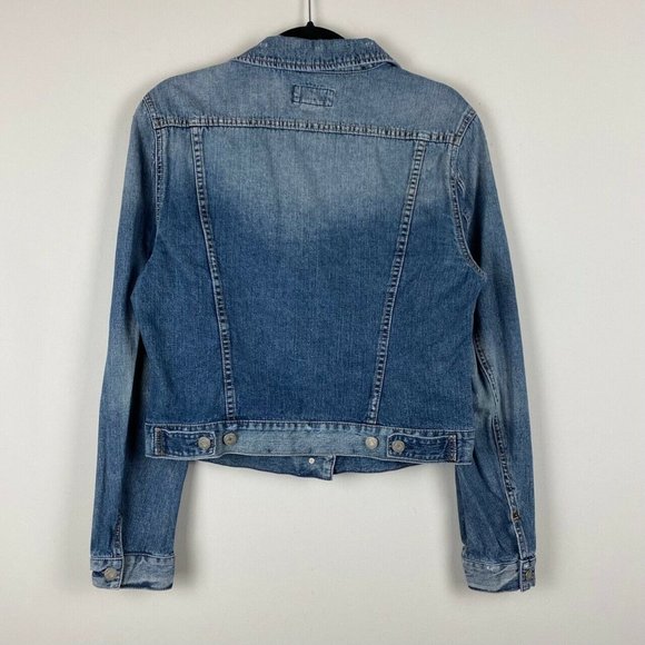 Denim and Supply Ralph Lauren Jean Jacket Large Women’s Distressed Trucker - Picture 5 of 8